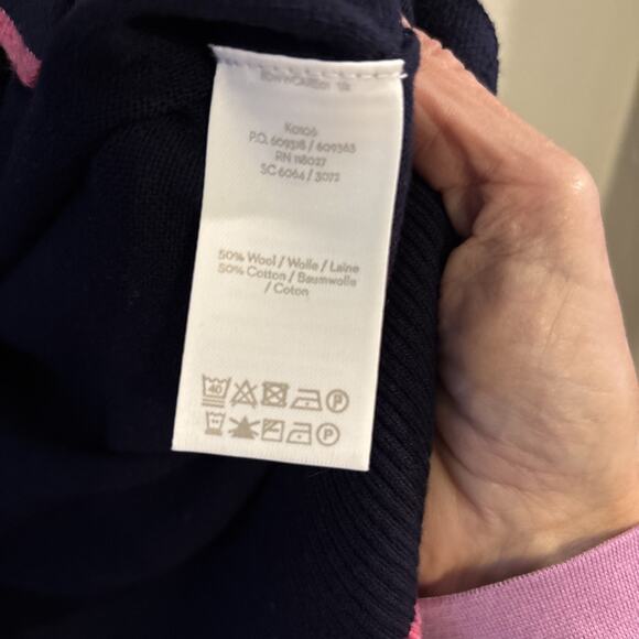 Boden Romy 50% Wool 50% Cotton Navy Blue Rainbow Lightning Bolt Sweater Jumper S - Picture 7 of 9